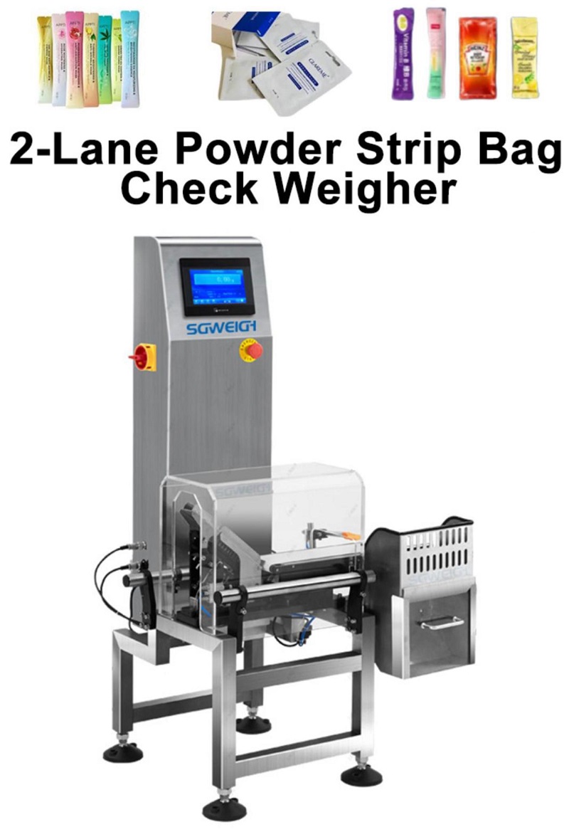 SG-1X 2-Lane Online Coffee Powder Strip Bag Check Weigher for Packaging Line